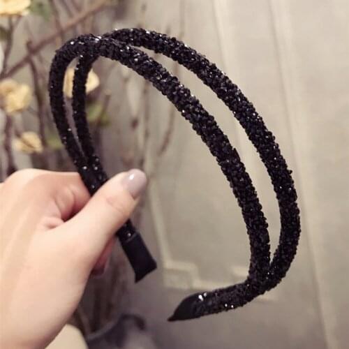 2020 Rhinestone Hairband Women Full Diamond Super Flash double Crystal Side Thin Hair Band Headband Hair Accessories Wholesale