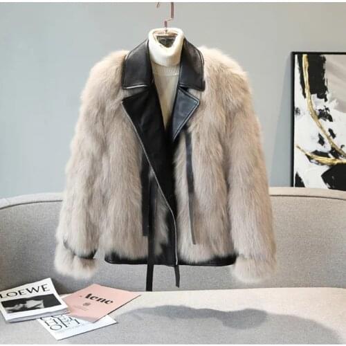 2021 Winter Fashion Fox Fur Coats With Sheepskin Leather Natural Fox Fur Jacket Outwear Women