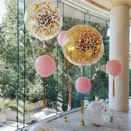 36inch Transparent Big Flat Ball 10g Gold Confetti Filled DIY Kit Gold Mylar Flakes Clear Balloons Wedding Enagament Decoration