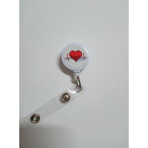 4PCS Heart Beat Retractable Badge Reel Nurse