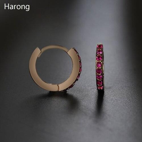 5/color Aesthetic Zircon Copper Gold Hoop Earrings Noble Inlaid Crystal Round Earrings For Woman Luxury Wedding Jewelry Gifts