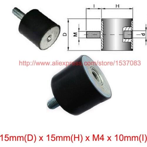 4PCS VD type anti-vibration rubber shock damper 15mm(D) x 15mm(H) x M4 x 10mm(I)