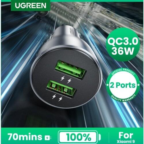 Ugreen 36W QC Car Charger Quick Charge 3.0 for Samsung S10 9 Fast Car Charging for Xiaomi iPhone QC3.0 Mobile Phone USB Charger