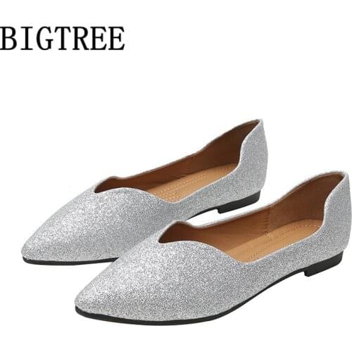 Glitter flats shoes women loafers slip on shoes for women luxury brand shoes creepers plus size women 43 zapatos mujer casual