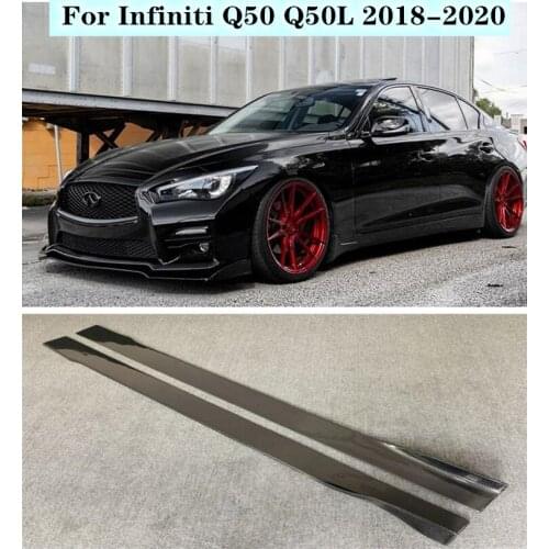 High quality 2Pcs/1Set Carbon Fiber Side Skirts Protector Fits For Infiniti Q50 Q50L 2018 2019 2020
