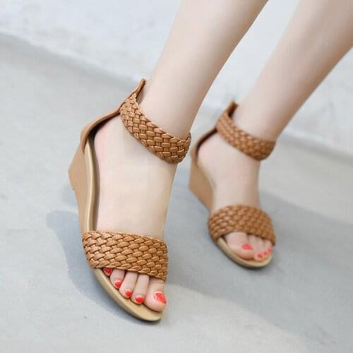 ZZPOHE Summer new women fashion sandals sweet slope with comfortable Roman gladiator sandals woman shoes size 35-42