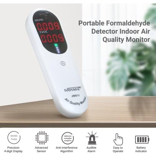 Formaldehyde Detector Indoor Air Quality Monitor HCHO and TVOC Monitor with Audible Alarm LED Indicator for Home HVAC System