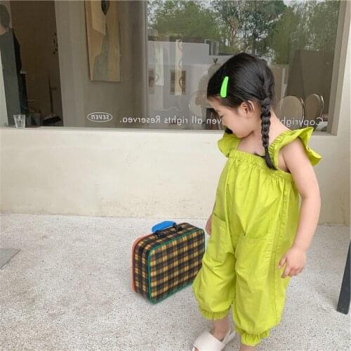 2021 Summer New Arrival Girls Fashion Cotton Jumpsuit Kids Korean Design Overalls