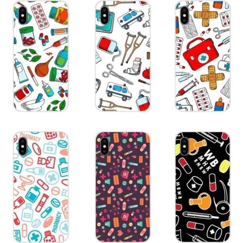 For Samsung A10 A30 A40 A50 A60 A70 Galaxy S2 Note 2 3 Grand Core Prime Accessories Cover Bag Nurse cartoon Medical Pills Luxury
