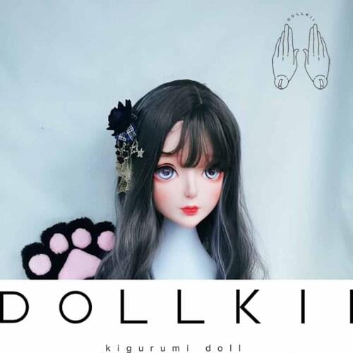 DOLLKII-D) Top Quality Handmade Female Girl Resin Half Head Cosplay Japanese Role Play BJD Kigurumi Mask Crossdresser Doll Mask