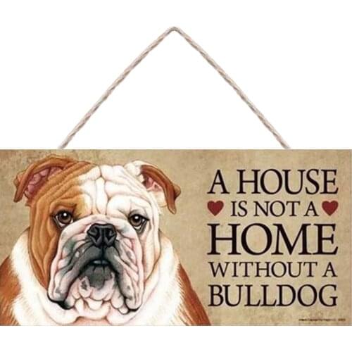 Garden Decor Door Hanger A House Is Not A Home Without A Bulldog Wood Sign Hanging Plaque Window Decoration Wooden Pet Tag