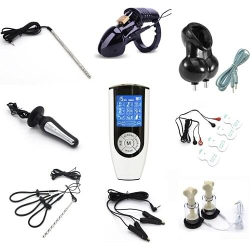 Electro Shock Anal Plug Catheter Sound Chastity Device Cage CB6000 Breast Nipple Sucker Clamp Medical Themed Sex Toys For Couple