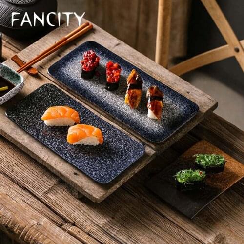 FANCITY Japanese ceramic sushi plate creative rectangular plate snack plate breakfast plate sashimi plate restaurant plate