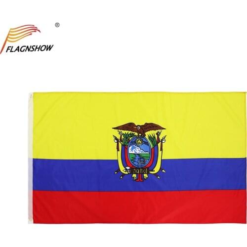 Flagnshow Ecuador Flag 3X5 FT Hanging Ecuadoran National Flags Polyester with Brass Grommets 3x5 Foot Flag for Decoration