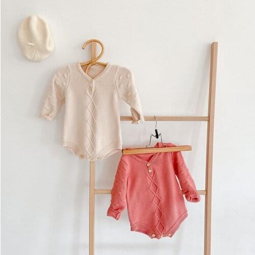 Autumn Knitted Baby Sweater Baby Girl Romper Long Sleeve Boy Clothes Cotton Newborn Baby Romper Jumpsuit Toddler Romper Cardigan