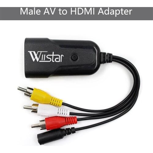 Wiistar New AV to HDMI Video Converter Box AV2HDMI RCA AV HDMI CVBS to HDMI Adapter for HDTV TV PS3 PS4 PC DVD Xbox Projector