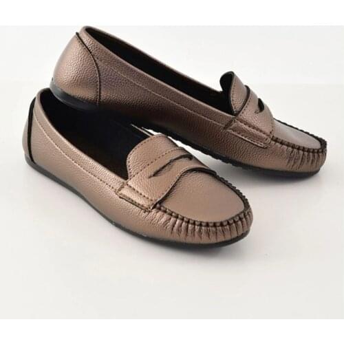 2021 SUMMER SEASON WOMEN CASUAL ARTIFICIAL LEATHER DAILY ELEGANT ANTI-SLIP SOLES LOAFER SHOES BRONZE