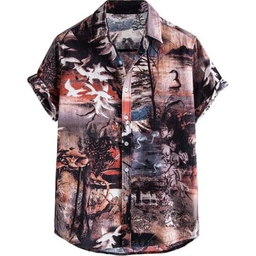 Fashion mens fashion Hawaiian Shirt quick drying oversized Flower Beach shirt