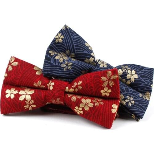 Fashion Cotton Bow Tie for Men Women Floral Bowtie Leisure Butterfly Cravat Party Bowtie Black Blue ties