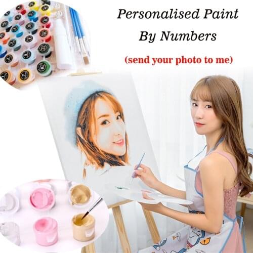 36/24 Colors Frameless Personalised Photo Customized Pictures Paint By Numbers Drawing On Canvas Oil Painting By Numbers Adults
