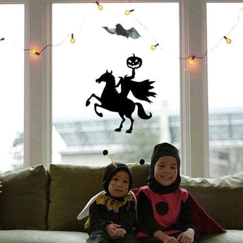 5pcs Halloween Window Sticker Witch Elf Pumpkin Shadow Decals Head Shape Sticker Cute Car Glass Window Cling Party Decoration