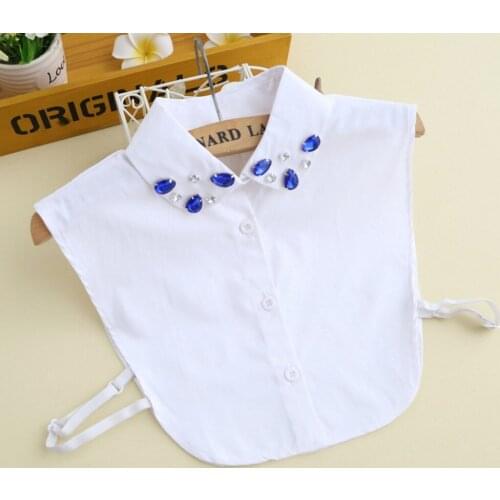 Half - Shirt Decorative Fountain Artificial crystal beautiful dinnerFake Ladies' Lace Rhinestone Pearl Shirt White Black Fake