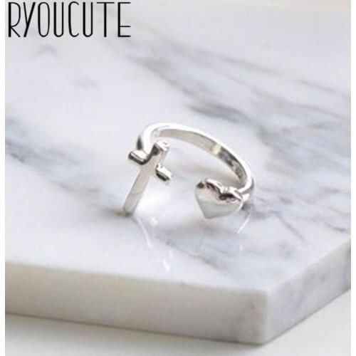 Simple Style Silver Color Cross Rings for Women Men Jewelry Big Open Rings bague femme