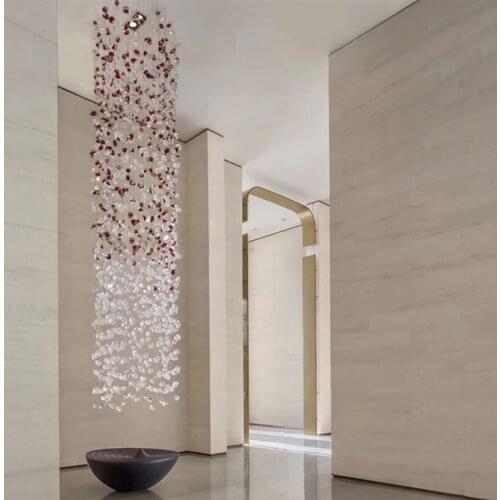 Luxury Stone Crystal Chandelier Large Modern Staircase Led Lighting Fixtures Long Hallway Lobby Hanging Cristal Lamps