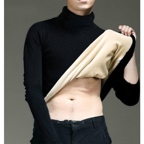 Autumn and winter plus plus thick high-neck sweater male Korean version of sweater round collar plus thick warm knitwear