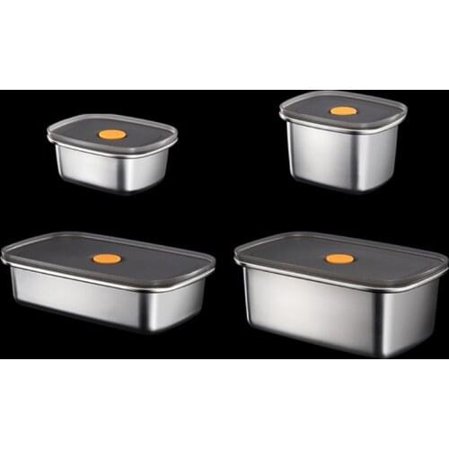 Refrigerator Rectangular Stainless Steel Lunch Box Portable Food Storage Box Picnic Camping Outdoor Food Crisper Food Storage Co