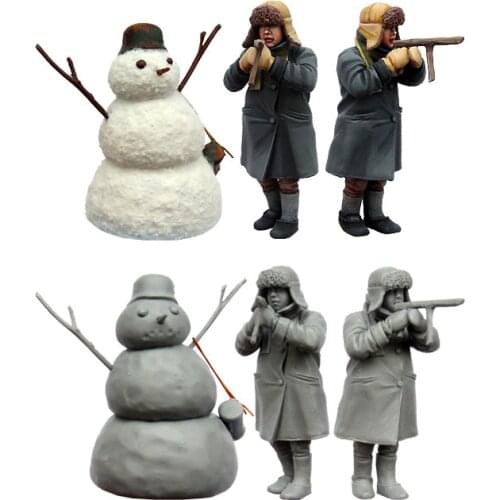 [tuskmodel] 1 35 scale resin model figures kit WW2 children of war with snowman set3