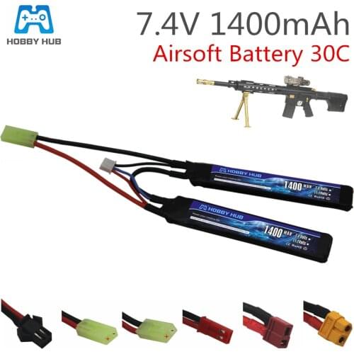 Hobby Hub Water Gun Lipo Battery 2S 7.4V 1400mAh 30C Tamiya Connector AKKU Mini Airsoft BB Air Pistol Electric Toys RC Parts