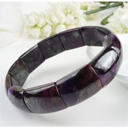 Women Ladies South Africa Genuine Natural Purple Sugilite Rectangle Beads AAAAA Jewelry Charm Stretch Bracelet