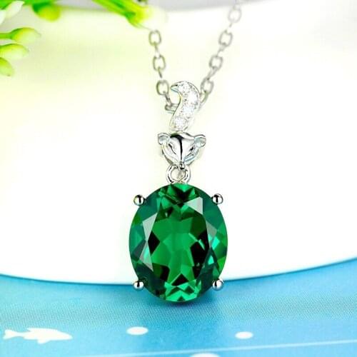 MENGYI Exaggerated Personality Inlay Green Large Cubic Zirconia Pendant Necklace Women Charm Fox Jewelry Anniversary Gift