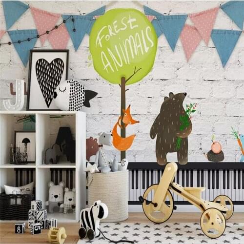 Animal jungle fashion cartoon background wall professional production mural wallpaper custom poster photo wall