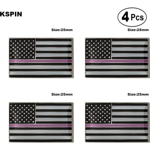 U.S.A Police Pink Brooches Lapel Pin Flag badge Brooch Pins Badges 4pcs
