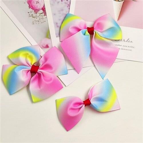 1 Piece Pretty Pink Rainbow Ties 3 Styles Bows Elastic Hair Bands For Baby Girls Hairpin Clips Scrunchy Kids Hair Accessories