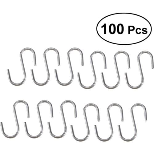 10/100 Pcs Heavy Duty Stainless Steel S Shaped Hooks Kitchen Spoon Pan Pot Hangers Clasp Over The Door Closet Clothes Rack