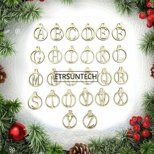 100Set Wooden A-Z Alphabet Christmas Ornaments Hanging Party Festival Gift Decoration Christmas New Year Decoration Set
