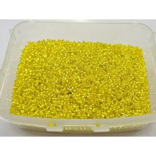 10000 Glass Seed Beads 1.5mm (12/0) silver lined Yellow + Storage Box