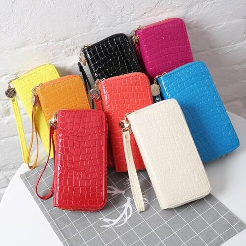 2021 Women Double Zipper Wallets Lady Wallet Fashion Wallet Female Long Design Handbag Phone Bag For Women Wristband Long Clutch