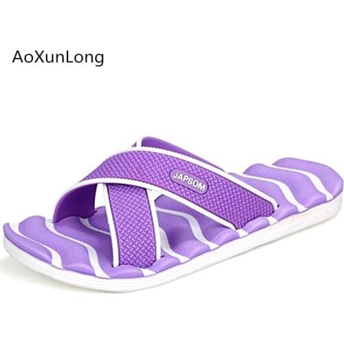 AoXunLong EU 36-41 Summer Women Striped Slippers Fashion Massage Slippers Women Non-Slip Home Slippers Beach Bathroom Slides Hot