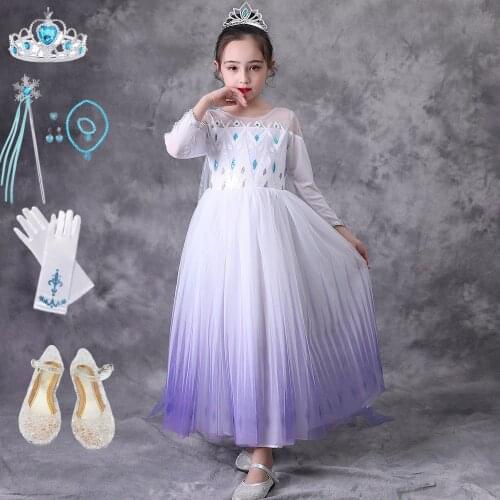 White Fancy Cosplay Girls Princess Dress Snowflake Costume For Halloween Christmas Kids Holiday Party Girls Clothing LBE