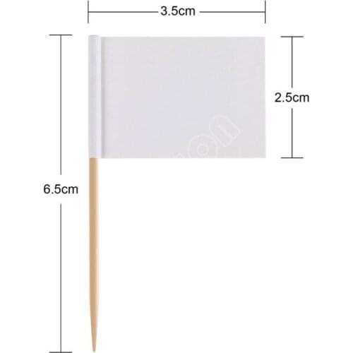 DHL Free Shipping 10000pcs Mini Blank White Toothpick flags Labeling Marking for Party Cupcake Decoration Fruit Cocktail Sticks