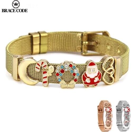BRACE CODE Christmas New Titanium Steel Free Combination Men And Women Holiday Gift Charms Bracelet Fine Bangles
