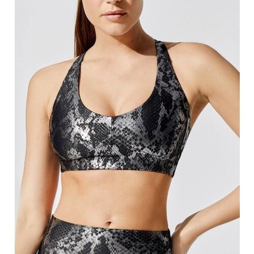 ATHVOTAR Sexy Snake Print Women Bra Fitness Push Up Women Bras Quick Dry Shockproof Elastic Beautiful Back Femme Gym Clothing