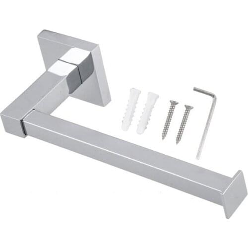 LBER Chrome Square Bathroom Toilet Roll Holder. Wall Mounted Toilet Roll