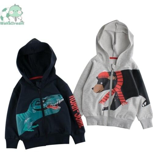 Kids Fall Jackets Boys Dinosaur Hoodies Children Cotton Coat 2021 New Arrival Autumn Clothes Cartoon Print Toddler Clothing