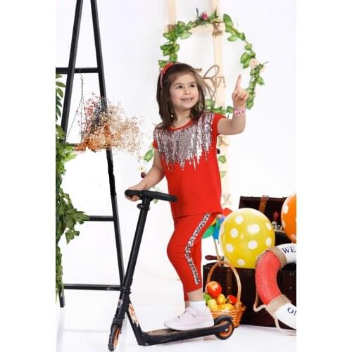 Bright Printed Bottom Top Child Suit 8-13 AGE