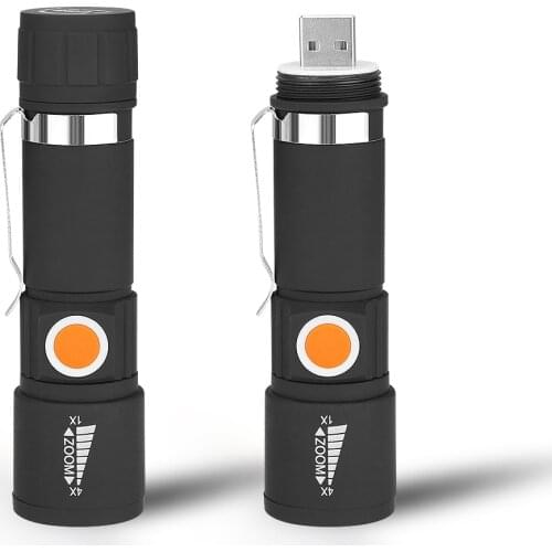 3 Mode XPE Flashlight Torch USB Rechargeable LED Work Light Telescopic focusing Lanterna Lamp For Outdoor Night fish